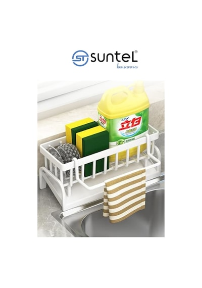Suntel Tezgah Üstü Sıvı Sabunluk Ve Süngerlik Beyaz