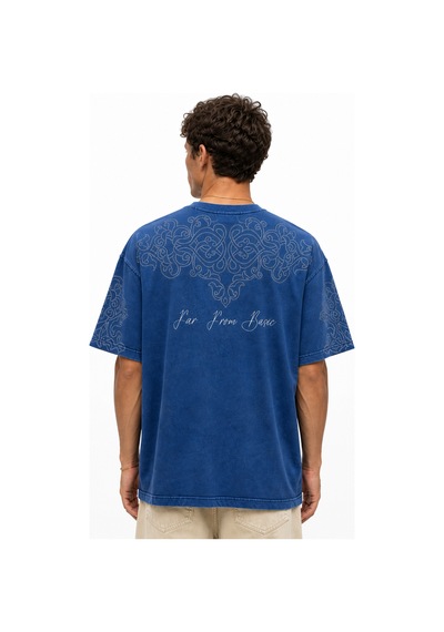 Respire Erkek Far From Basic Yıkamalı Oversize T-shirt Lacivert