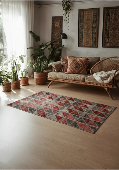 El Dokuması Vintage Halı Özel Tasarım Patchwork Koleksiyonu Çok Renkli