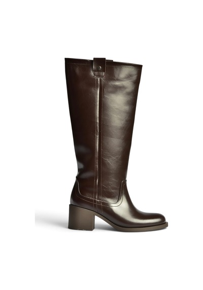 Fox Shoes Z282270409 Kahverengi Kalın Topuklu Klasik Kadın Çizme