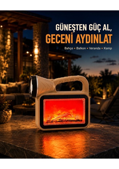 Güneş Enerjili Alev Efektli Lamba Cob Led Su Geçirmez Çok Fonksiyonlu Renkli