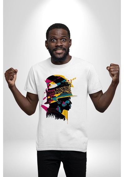Canlı Afrobeat Füzyon Renkli Siluet Unisex Unisex Beyaz Organik Baskılı T-shirt Penye Yüksek Kalite Beyaz