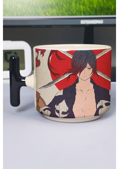 Dororo Anime Baskılı Seramik Lüks Kupa 1 Adet T Şeklinde Özel Siyah Kulp Dalga Kulp V1t Çok Renkli