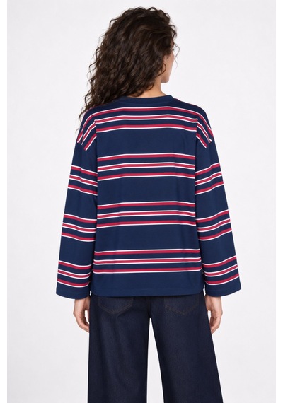 Hiccup Bıpantolon Kadın Oversize Çizgili Bisiklet Yaka Sweatshirt Çok Renkli 09
