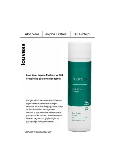 Louvess Aloe Vera Papatya Eki Süt Proteini Jojoba Eki Saç Bakım Kremi 400 ML