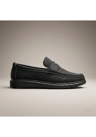 Öztürk Bağcıksız Fiyonk Bant Model Erkek Loafer Ayakkabı Mk-100 Siyah