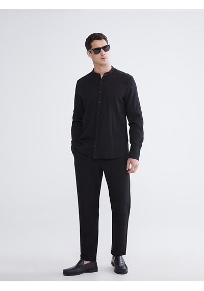 Lcwaıkıkı Classic Siyah Regular Fit Hakim Yaka Erkek Gömlek