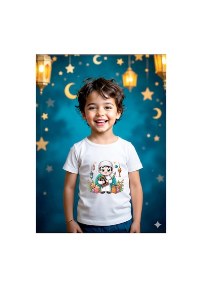 Stil-x Ramazan Bayramı Baskılı Erkek Çocuk Tshirt, %100 Pamuklu Kumaş Beyaz-2