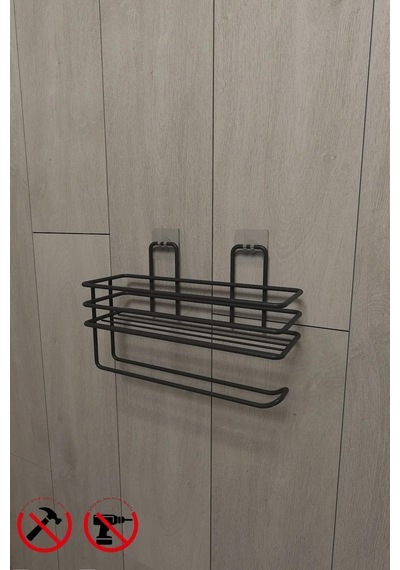 Alper Banyo Yapışkanlı Siyah Raflı Solo Havlu Askısı, Delmeden Montaj Banyo Ve Mutfak Duvar Tipi Havluluk Organizer Sku: Smgstka4870b5f06 Açık