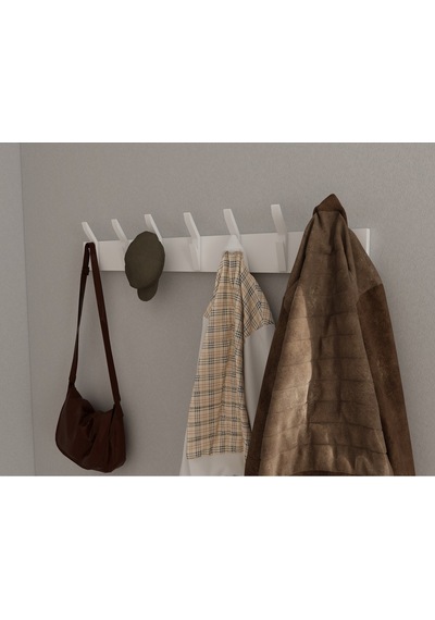 Hepsi3boyutlu Modern Duvar & Kapı Kanca Askılık - 7 Adet Beyaz Kanca Askılık - Model No : 3 Beyaz