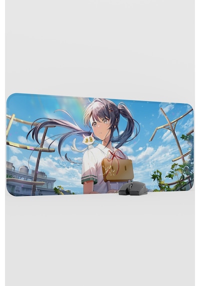 Suzume Anime V3 - 90x40 Xxl Gaming Kauçuk Kaymaz Taban Mouse Pad Fare Altlığı