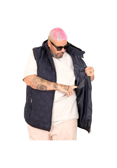 Mode Xl Battal Beden Erkek Kapitone Yelek 25712 İndigo