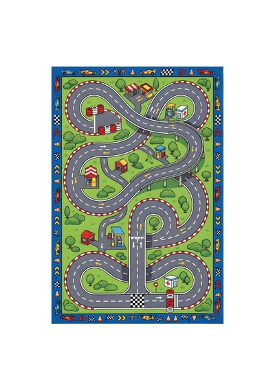 Kartela Halı Yarış Arabası Kaymaz Taban Çocuk Oyun Halısı - 60 x 90 CM