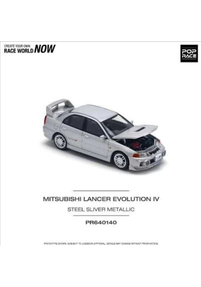 Pop Race Mitsubishi Lancer Evolution Iv Steel Silver Metallic 1:64 Diecast Model Araba Pr64-140 Gri