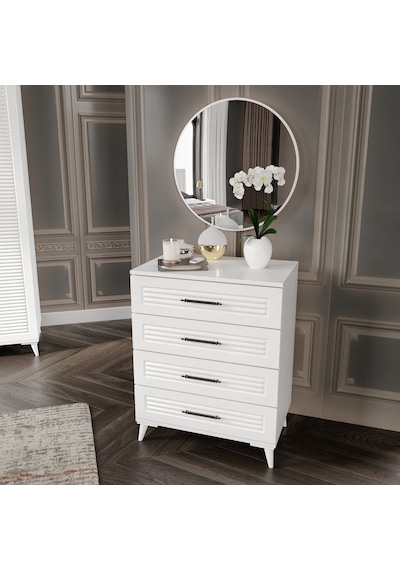 Paris 6 Kapaklı Komple Mdf Beyaz Gardırop