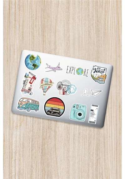 Seyahat Travel Adventure Temalı Laptop Notebook Tablet Telefon Sticker Set 005