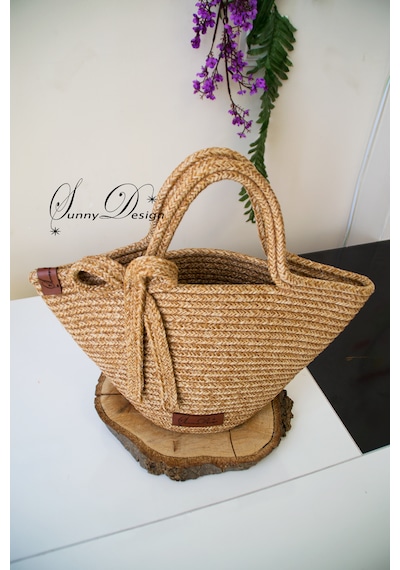 Sunnydesign Jüt Hasır Çanta El Çantası Kol Çantası Günlük Çanta Kahverengi