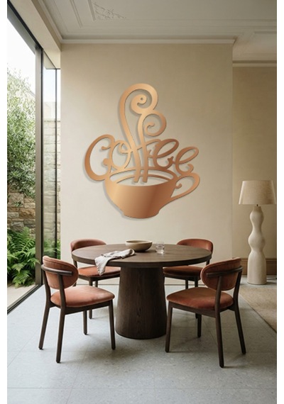 Coffee Metal Duvar Tablosu - Duvar Dekoru - Bronz - 25 X 30 Cm