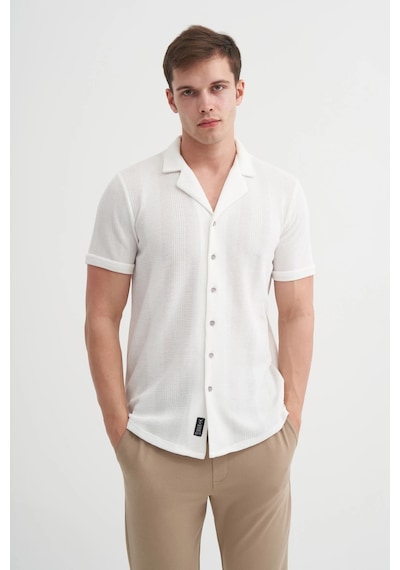 Cazador Örme Erkek K.kol Gömlek Slim Fit Ekru 2000
