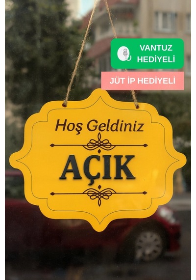 Ahşap Dekoratif Kesim Açık-kapalı Yazısı - Turuncu
