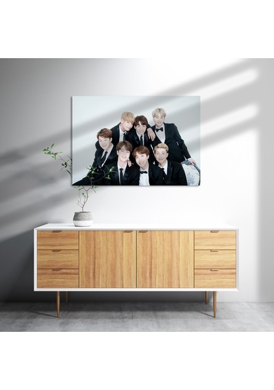 Cakasepetim Bts Kore Pop Siyah Takım Elbiseli Ahşap Mdf Tablo