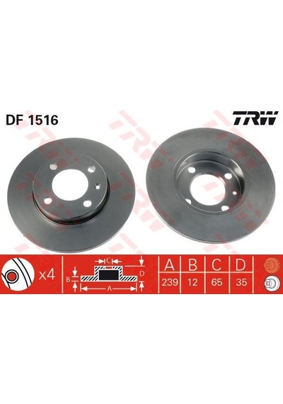 TRW DF1516 FREN DİSKİ ÖN GOLF III 91- GOLF II 83- GOLF I 74- POLO