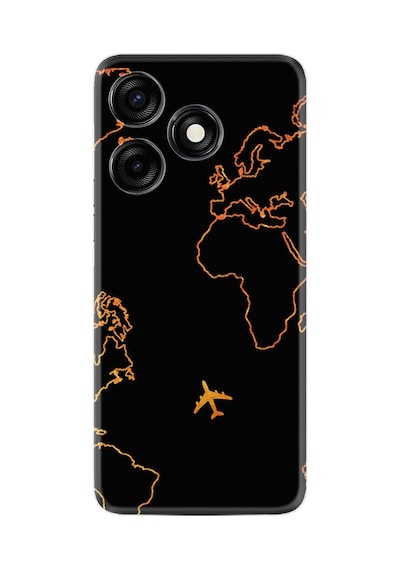 Tecno Spark 10c Kılıf Silikon Desen Özel Seri Harita Ve Uçak 1777