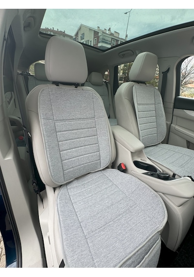 Terletmez Keten Oto Koltuk Minderi Seti Keten Koltuk Kılıfı Ön&arka Set Tam Set Açık Gri