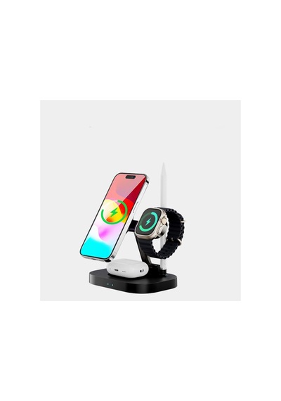 W52 Magsafe İphone-airpods-watch-pencil 4 Ü 1 Arada Kablosuz Şarj Standı - Siyah - 867048291