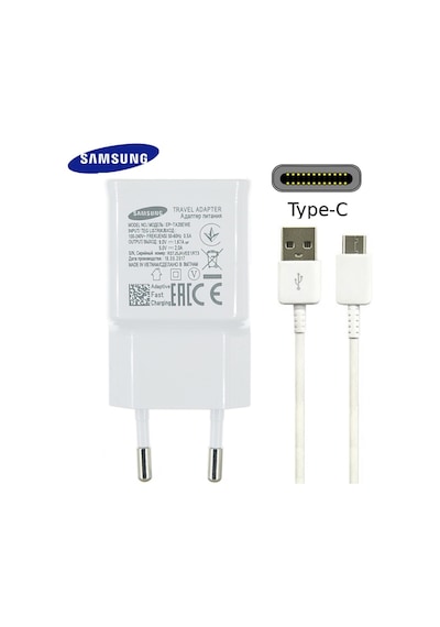 Samsung Uyumlu A20 A30 A50 A70 M20 Type C Hızlı Şarj Cihazı Aleti TA20 (BEYAZ)