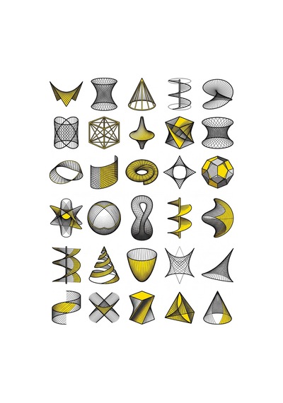 30 Adet Matematiksel Geometri Sticker Seti - Laptop, Ajanda, Telefon Çok Renkli