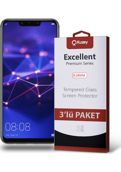Huawei Mate 20 Lite ile Uyumlu Kırılmaz Cam Ekran Koruyucu Ekonomik 3'lü Paket