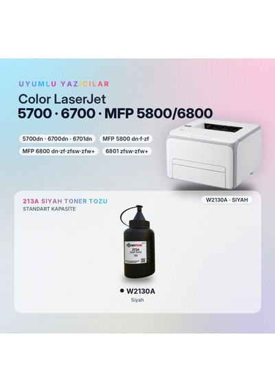 Hp 213a W2130a Toner Tozu Siyah 115gr / Color Laserjet Enterprise 5700 / 6700 / Mfp 5800 / 6800