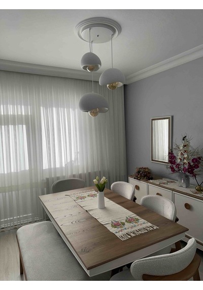 3 Lü Sarkıt Avize Rustik 20-30-40 Cm Modern Bohem Beton Görünüm Ampul Dahil Değildir Beyaz