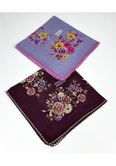Eripek 2'li Paket Oyalı Pamuk Yazma 6594 Bordo-lila