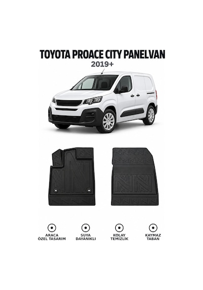 Toyota Proace City Panelvan 2020 Carbon Desenli Premium 3d Havuzlu Oto Paspas 2 Parça Ön Takım