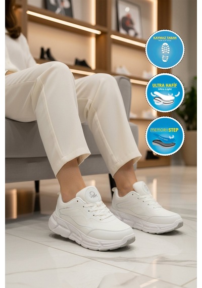 United Colors Of Benetton Beyaz Fileli Hafif Esnek Hafızalı Taban Unisex Spor Ayakkabı Bnı-11500 G