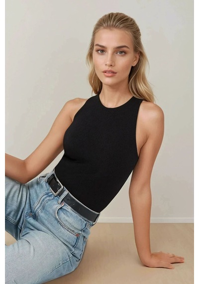 Hiccup Halter Yaka Slim Fit Bodysuit Siyah