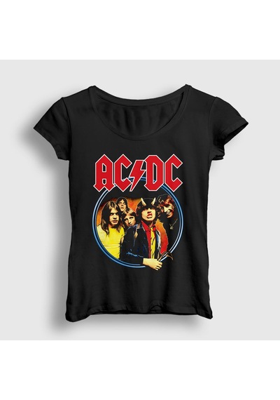 Presmono Kadın Highway To Hell Cover Ac/dc T-shirt Siyah