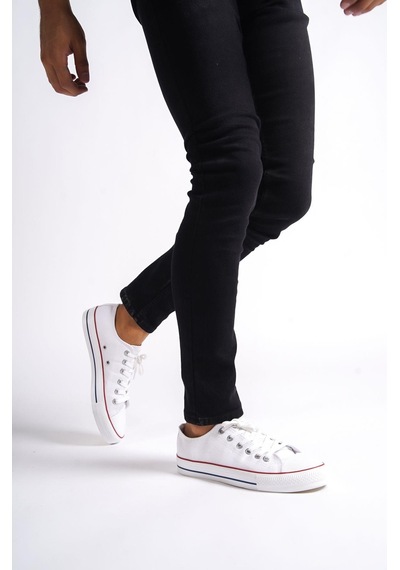 Mubiano Mbcvs200b Düz Taban Bağcıklı Erkek Beyaz Bez Spor Ayakkabı & Sneaker Beyaz