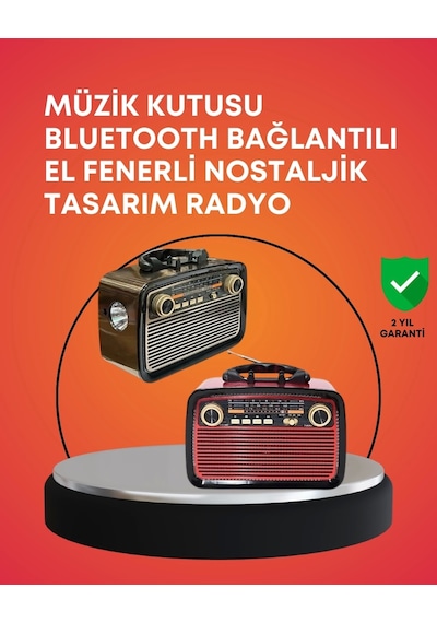 Nostaljik Radyo Görünümlü Bluetooth Hoparlör Fm/am Yayın, Kablosuz Bağlantı, Şarj Edilebilir