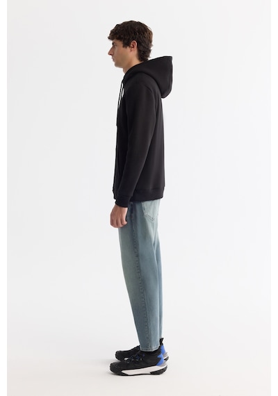 Avva Erkek Siyah Kapüşonlu 3 İplik Şardonlu Regular Fit Sweatshirt B001103