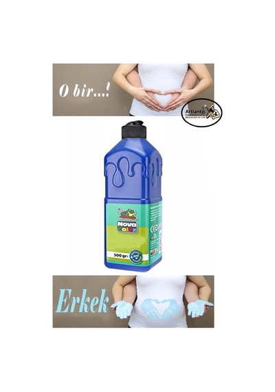 Mavi Cinsiyet Belirleme Parmak Boyası 1 Adet 500 Ml Kız Cinsiyet Açıklama Boyası Yıkanabilir Nova Color Zararsız