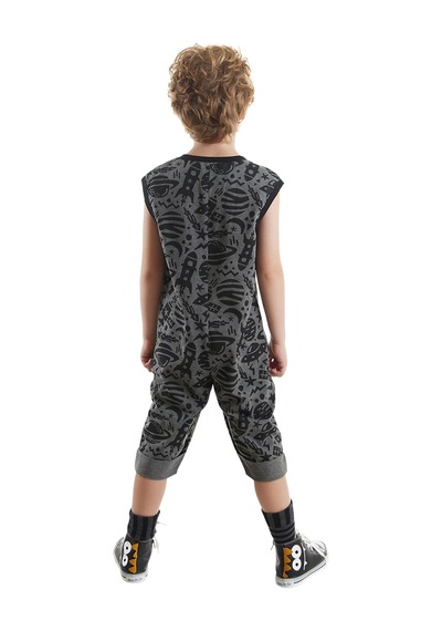 Denokids Uzay Roket Erkek Çocuk Gri Tulum Çok Renkli