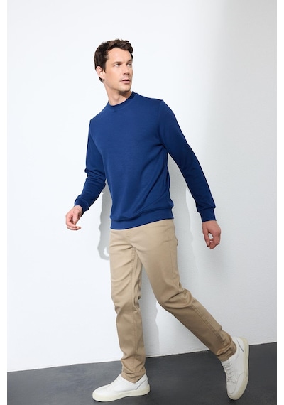 Tudors Erkek Relax Fit Rahat Kesim Uzun Kollu Ekstra Yumuşak Bisiklet Yaka Açık Lacivert Sweatshirt-41872 Açık Lacivert