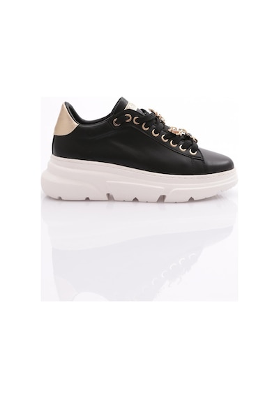 Dgn Es852 Kadin Kalin Taban Ari Tokali Sneakers Ayakkabi ES852-2007-R12593 Siyah - Beyaz