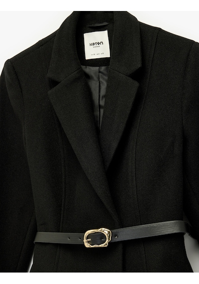 Koton Kruvaze Yaka Kemer Detaylı Peplum Blazer Ceket Siyah 6wak50166uw Siyah