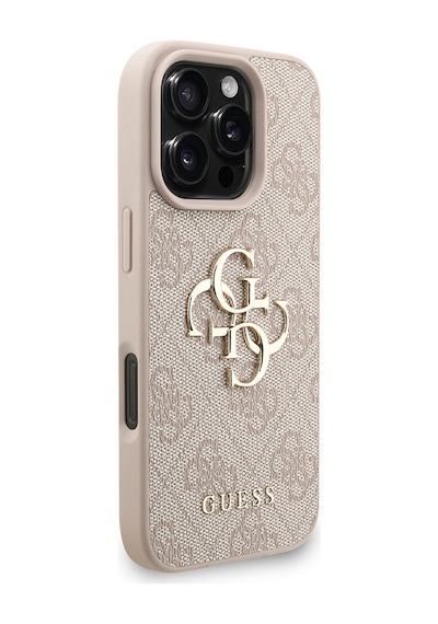 Apple iPhone 16 Pro Uyumlu Kılıf Guess Lisanslı Bilek Askı İpli Metal 4g Ve Yazı Logolu Kapak Pembe