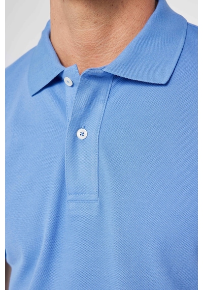 Tudors Erkek Slim Fit Dar Kesim %100 Pamuk Düz Pike Mavi Polo Yaka Tişört-30547-mavi Mavi
