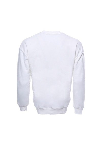 Wessi Beyaz Baskılı Desenli Bisiklet Yaka Sweatshirt Beyaz